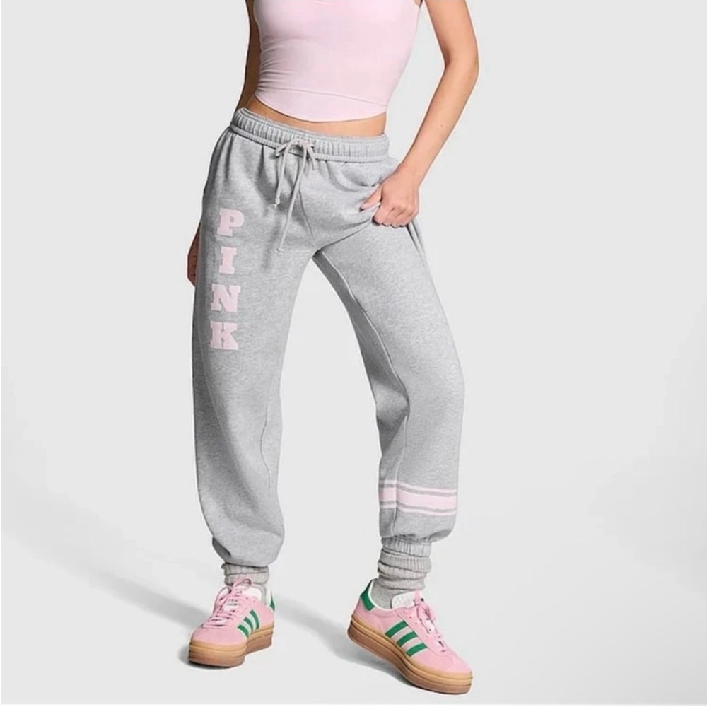 PINK Victoria's Secret Gray Sweat Joggers with Pink Logo
